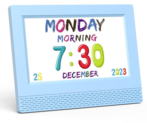 Kids Digital Alarm Clock Colorful, 7 Large LED Time Display Children's Sleep Trainer, Eye-Caring Digital Clock for Girls Boys Bedrooms Bedside, 17 Alarm Clock Settings Easy to Use Kids Birthday Gift