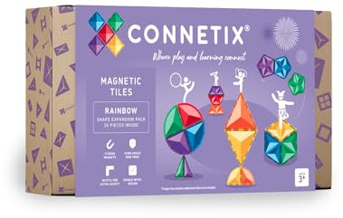 CONNETIX Magnetic Tiles Rainbow Shape Expansion Pack, 36 Pieces