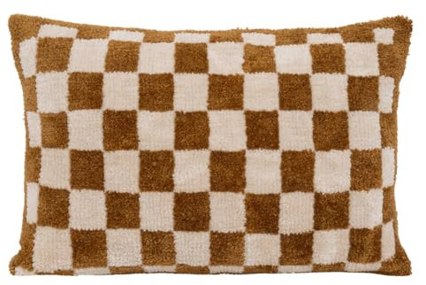 Atmosphera - Schachbrettmuster-Kissen itha ockergelb 38x58cm