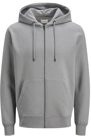 Jack & Jones Homme Jjestar Noos À Capuche Zippé Basique Veste De Sweatshirt, Ultimate Grey, L EU