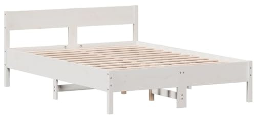 vidaXL Bedframe zonder matras massief grenenhout wit 120x190 cm
