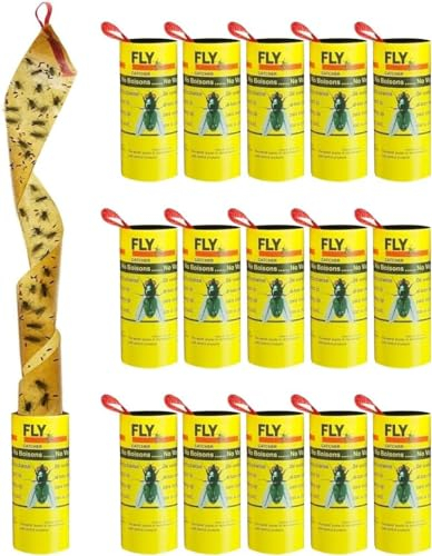 Plai 16 x Fliegenfänger Rollen Insektenfänger, Fliegenfalle, Umweltfreundlich, Öko-Natur Klebe-Falle - Fliegenfallen für Mücken und Motten