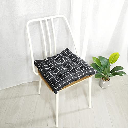 Morbuy 2er-Set Sitzkissen,Sitzkissen Outdoor & Indoor, Weiches stuhlkissen mit Bändern,Geometrisches Muster Sitzauflagen Gartenmöbel,Steppkissen Stuhlkissen für Esszimmer (40x40cm,Schwarz)