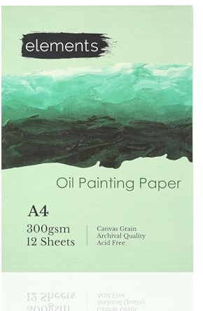 Elements A4 Oil Paint Sketchbook – Canvas Grain Textured Paper, Archival Quality No Acid Pages, Durable Hardcover Sketchbook Designed For Oil and Acrylic Techniques, White Paper, 12 Sheets, A4