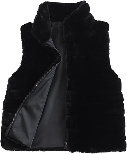Gilet court en fausse fourrure pour femme – Veste élégante à poils longs en polaire pelucheuse sans manches avec fermeture éclair – Vêtement d'extérieur tendance et confortable pour l'automne