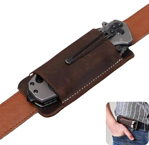 Retro Belt Carrying Leather Knife Scabbard Horizontally, Horizontal Knife Sheath for Belt, Horizontal Carry Knife, Handmade Leather Knife Sheath for Men (Coffee)