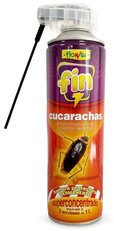 Flower Insecticida Cucarachas y Rastreros Spray Super Concentrado 650 ml | Aerosol Elimina Cucaracha, Hormigas e Insectos Interior y Exterior | Barrera Protectora 1 Año | Pulverizador AntiCucarachas