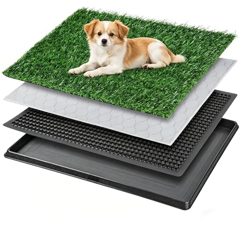 Hanured 60 × 90 cm Toilettes pour Chien avec Gazon Artificiel, Bacs à Litières pour Chiens,Tapis de Dressage Réutilisable,d'intérieur/d'extérieur, pour Petits Chiens, Grands Chiens et Chiens âgés