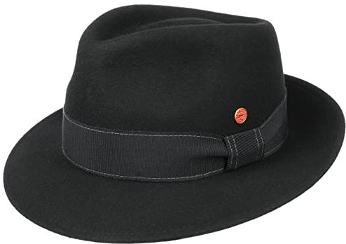 Mayser Manuel Bogarthut Fedora Filzhut Herrenhut Ripsband Handmade Made in EU Damen Herren Sommer Winter schwarz 59 cm