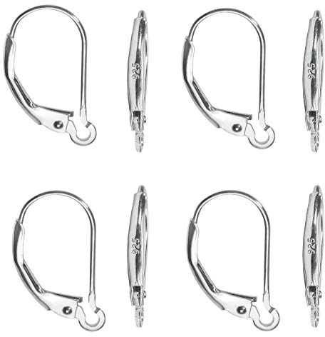 TOAOB 8 Stück 925 Sterling Silber Hebel Zurück Ohrhaken Französische Ohrringhaken 16x10mm für Schmuckherstellung