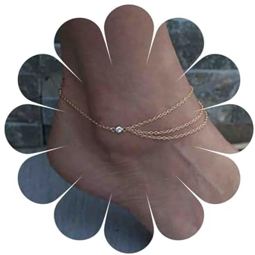 TseenYi Kedjearmband Boho Lager Guld Ankelkedja Flerskikts Mini Cz Fot Fotkedja Retro Kedja Fotkedja Sommar Strand Fot Smycken För Kvinnor Och Flickor