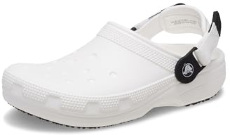 Crocs Unisex-Adult Classic Work Clogs | Enclosed Toe | Slip Resistant | All Day Comfort, White, 10 Women/8 Men