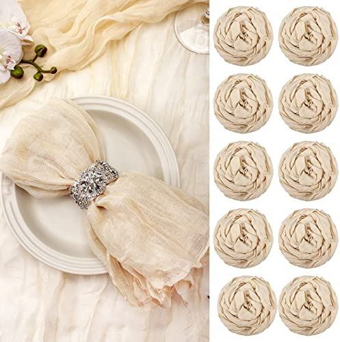 Nuenen Seihtuch, Gaze-Servietten, rustikal, Boho, zerknittert, für Zuhause, Hochzeit, Party, Esstisch, Valentinstag, Geschenk, Dekoration, 19. 17,8 x 48,8 cm, 17,8 cm (Beige) (Beige)