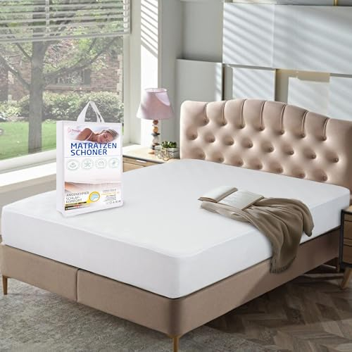 Parpalinam Matratzenschoner 180 x 200 Wasserdicht 100% Baumwolle - Nässeschutz Matratzenschoner Wasserdicht Inkontinenzauflage - Mattress Protector Inkontinenz wasserdichte Matratzenauflage - Fitted