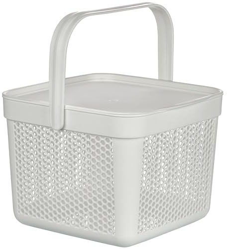 uandu Aufbewahrungskorb mit Deckel 8L, Aufbewahrungsbox, Korb für Spielzeug, Wäschekorb, Regal Korb, Vorratskorb, Badezimmer Aufbewahrung & Organisation, Osterkörbchen, Aufbewahrungsboxen, Osterkorb