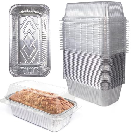 Lewarm Disposable Loaf Pans With Lids Bakeware Set, 2lb, 30 Pack, 8.5x4.5 Heavy Duty Aluminum Foil Bread pan, Perfect for Bakery & Homemade Bread