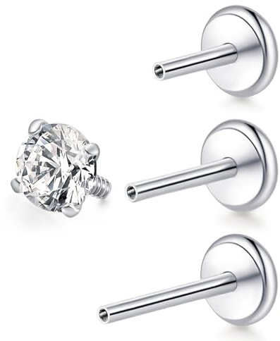 limerencia 18G Piercing al Corpo in Titanio,Piercing Labret per Donna Uomo,Helix Piercing con 6 mm,8 mm,10 mm,Piercing Trago in zirconia per Elice, Naso,Cartilagine e Labbro