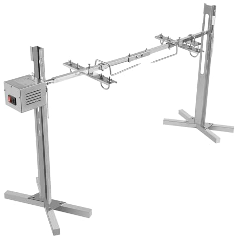 ANGDI Drehspießgrill aus Edelstahl, tragbares 15-W-BBQ-Grill-Drehspieß-Set mit Dreibeingrill, 5-stufig höhenverstellbar, 360° drehbar, for Camping-Picknick, Party im Freien