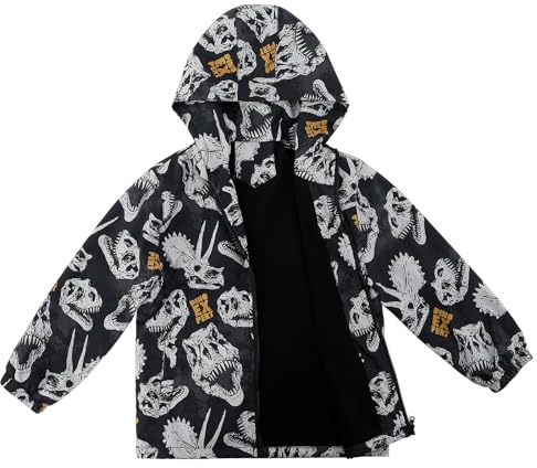 LACOFIA Veste Imperméable Enfant Garçon avec Doublure Polaire Veste Chaud Coupe Vent à Capuche Blouson de Pluie Automne/Hiver pour Enfants 3~12 ans