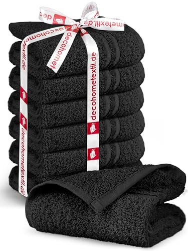 DecoHomeTextil Handtuch-Set 6 Gästetücher 30 x 50 cm in Schwarz aus 100% Baumwolle, hochwertig, kuschelweich und saugstark