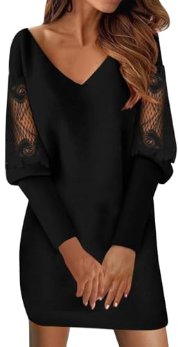 Robe de Nol WVONIF Femme Longue T-Shirt Robe Col Rond Ample Plaine Décontractée Grande Taille Midi Robes de Poches Ceinture Femme Cuir Marron pour Robe Jupe Femme Longue Noir