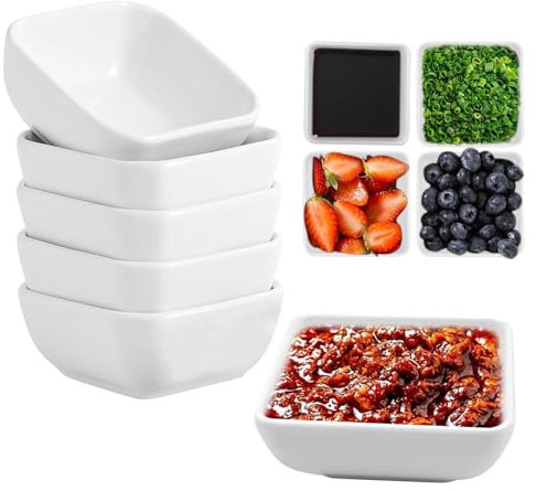 UptVin 12 Stücke Dip Kleine SchäLchen, Sojasauce SchäLchen Weiß, Sushi Schalen für Saucen, Quadratische Vorspeisenteller Klein, für Soße, Dipping, Gewürzen, Snack, Früchten