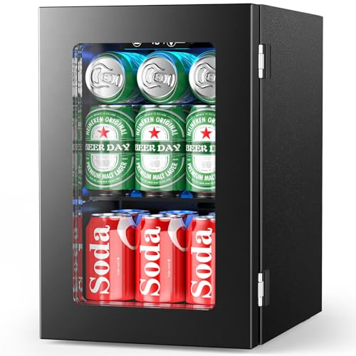 Electactic - Frigorifero da 24 lattine, mini refrigeratore per bevande per bibite, birra in scatola, controllo digitale della temperatura regolabile per casa, camera da letto e ufficio, colore nero
