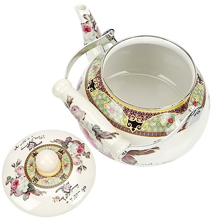 LIGIGWASH Bouilloire Émail Théière Turque Épaisse Design Floral Pour Cuisinière Maison Cuisine Thé Fruit Infusion