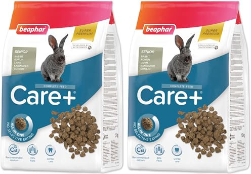 BEAPHAR – CARE+ – Alimentation Super Premium pour lapin sénior – 25% de fibres, Oméga 3 & 6 – Faible en glucides & matières grasses – Haute digestibilité – Usure naturelle de dents – 1,5 kg (Lot de 2)