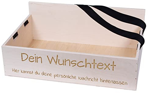 PartyMagix Bauchladen Jga Holz mit Gurt, personalisierbar mit Wunschtext Beschriftung - leicht zu tragen - 40 cm x 26 cm x 10 cm