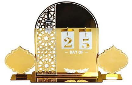 Insegna di calendario per conto alla rovescia per feste, decorazione per conto alla rovescia per feste mediorientali, decorazioni 'Avvento in acrilico, per casa, ufficio, , tavolo, mensola