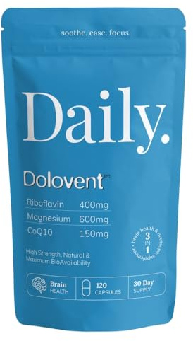 Dolovent - 30 Day Supply - Blend of nootropic Ingredients - Increase Brain Energy | Reduce Tiredness & Fatigue, and researched to Show a Reduction in migraine Pain and Aura Frequency