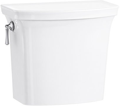 Kohler 4143-0 Corbelle 1.28 gpf toilet tank with AquaPiston(R) flush technology and left-hand trip lever, White