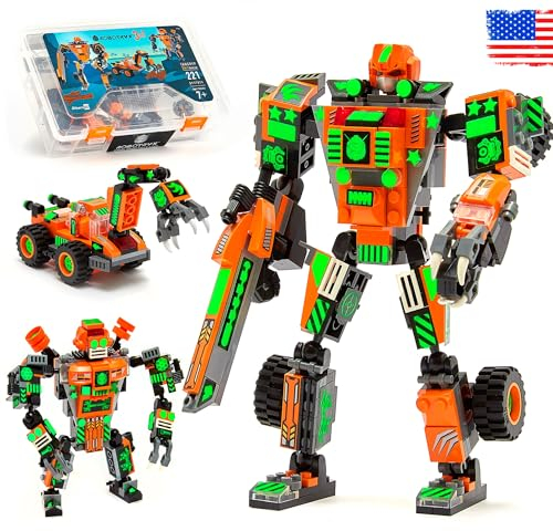 Jitterygit Mech Robot Super Hero Action Figure Xmas Gift Toy Set, Best STEM Building Creative Bricks For Birthday Space Army Warrior For Kids Boys Girls 6 7 8 9 10 Year Old
