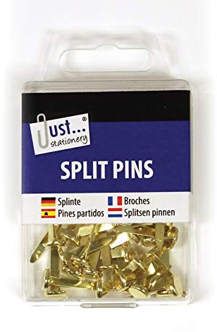 Just stationery Split Pins 50x20mm, Golden/Brass Colour, 20mm