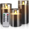 Led Kerzen,Grau Glas Kerzen mit Timer und Fernbedienung,Flackernde flamme Batteriebetriebene Candle,Elektrische Stumpenkerzen 3er Set für weihnacht,deko schlafzimmer,Wohnzimmer,badezimmer 4/5/6inch