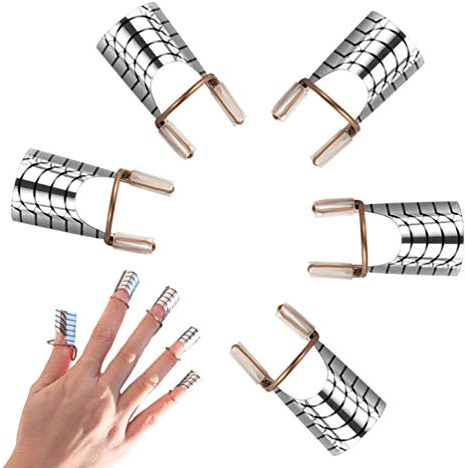 Hanyousheng Nagel Verlängerung Set - 5 Stück Wiederverwendbare Schablonen, Silber Nagelform, UV Gel Vorlage für DIY Modellierung