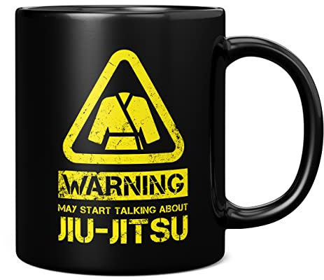 Mug Monster - Taza de café de cerámica con texto en inglés Warning May Start Talking About Jiu-Jitsu, taza de café de cerámica, regalo para hombres o mujeres, taza extragrande y gigante disponible,
