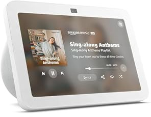 Like-New Amazon Echo Show 8, With Spatial Audio and Alexa+ Early Access, Smart Home Hub, ideal for open living spaces, Glacier White