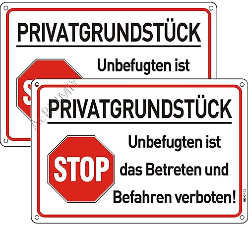 Privatgrundstück Schilder Metall Reflektierend 20x30 cm, Privatgrundstück Betreten und Befahren Verboten Schild Aluminium UV-beständig, Wasserfest, Rostfrei, mit Bohrlöcher