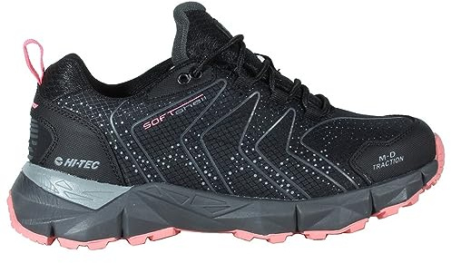HI-TEC - Scarpe da Trekking da Donna Kinyeti WP | Scarpe da Montagna da Donna, Escursionismo | Piedi Asciutti con Membrana Impermeabile, Trazione Ottimale, Comode | Nero/Georgia Peach, 38