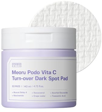 SUNGBOON Editor Meoru Podo Vita C Dark Spot Pad 60 Sheets | Facial Toner Pads for Brightening Dark Spots & Removing Blemishes & Soothing | Niacinamide, Vitamin C | Korean Skincare