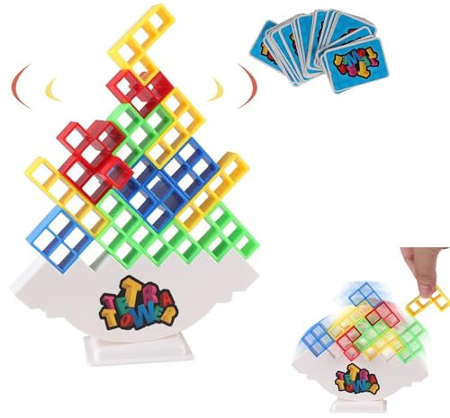 BAIYSFFG 64 PCS Balance and Play Tetra Tower Stacking Blocks Game, Fun and Educational Entertainment for Kids, Board Games for Family, Parties, Travel Building Blocks