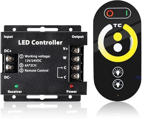Klarlight Variateur LED tactile 12 V en continu avec télécommande tactile LED RF - 12 V 24 V - Variateur tactile sans fil pour toutes les lampes LED à intensité variable