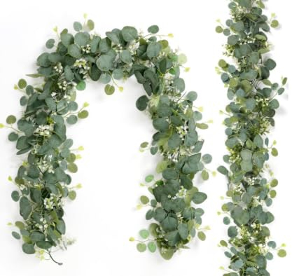 Ghirlande Artificiali di Eucalipto 2 Pezzi Artificiali Ghirlanda con Foglie di Salice Verdi Ghirlanda Eucalipto Viti Adatto per Sfondo Decorazione Matrimonio Centrotavola