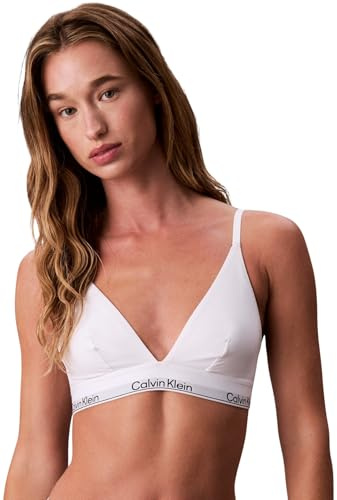 Calvin Klein Donna Reggiseno a Triangolo Unlined con Fascia con Logo, Bianco (White), M