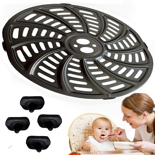 FGXY Air Fryer Accessories, Round Food Grade Air Fryer Grill Pan Grill Plate, Reusable Air Fryer Replacement Parts, with Four Square Corner Guards, Enhance Your Air Frying Experience