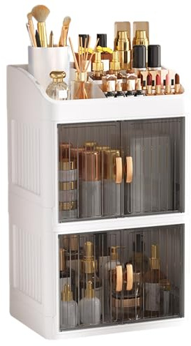 Kasmole Caja de almacenamiento de cosméticos, organizador de la caja de maquillaje | Organizador de cuidado de la piel de 3 capas,Los suministros cosméticos muestran una gran capacidad para