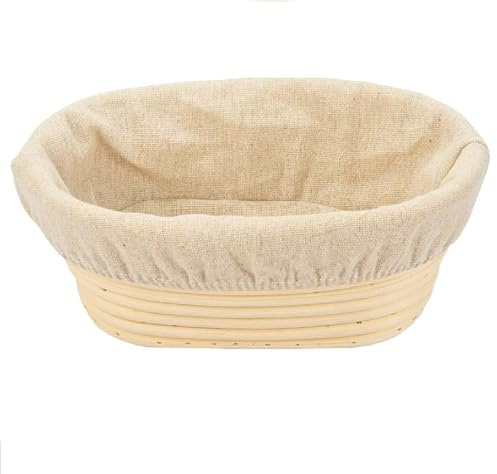 Banneton Bread Proofing Baskets, 21cm Oval Sourdough Proofing Basket with Linen Cloth Liner for Artisan Bread Making for Professional and Home Bakers