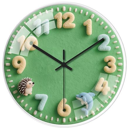 ALEENFOON Horloge Murale Enfant ,30 cm Motif Animaux Décorative Horloge Murale Silencieuse,Pendules Murales pour Le Salon, La Chambre, La Salle de Classe, La Cuisine ou La Chambre D'enfant